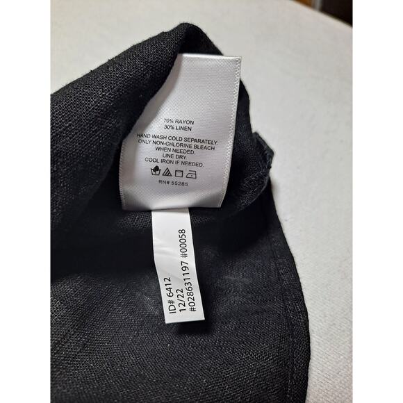 Express Women's Large Sleeveless Peplum Top Black Linen Blend Zipper Back - Picture 5 of 8